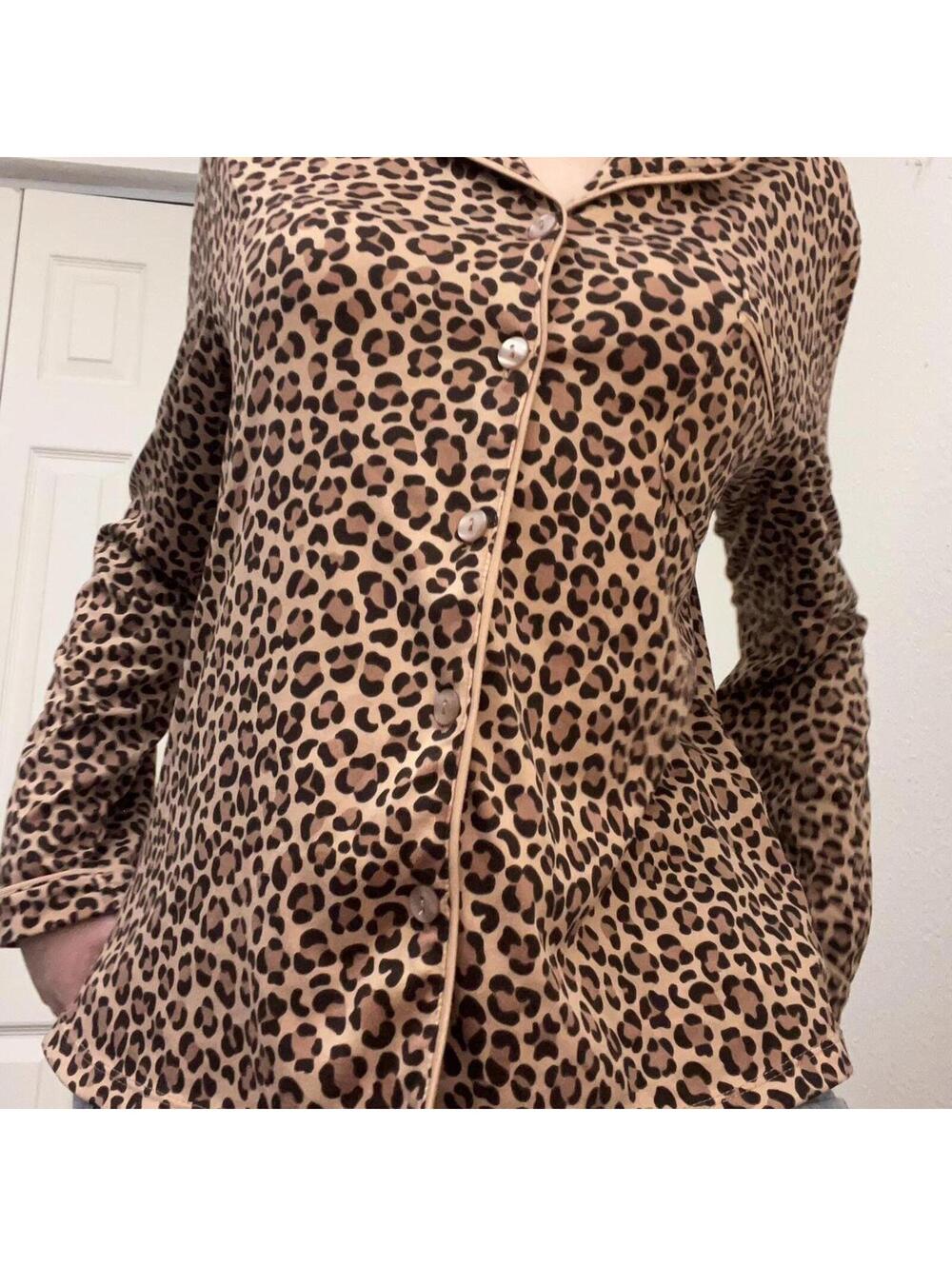 y2k pajama top cheetah print